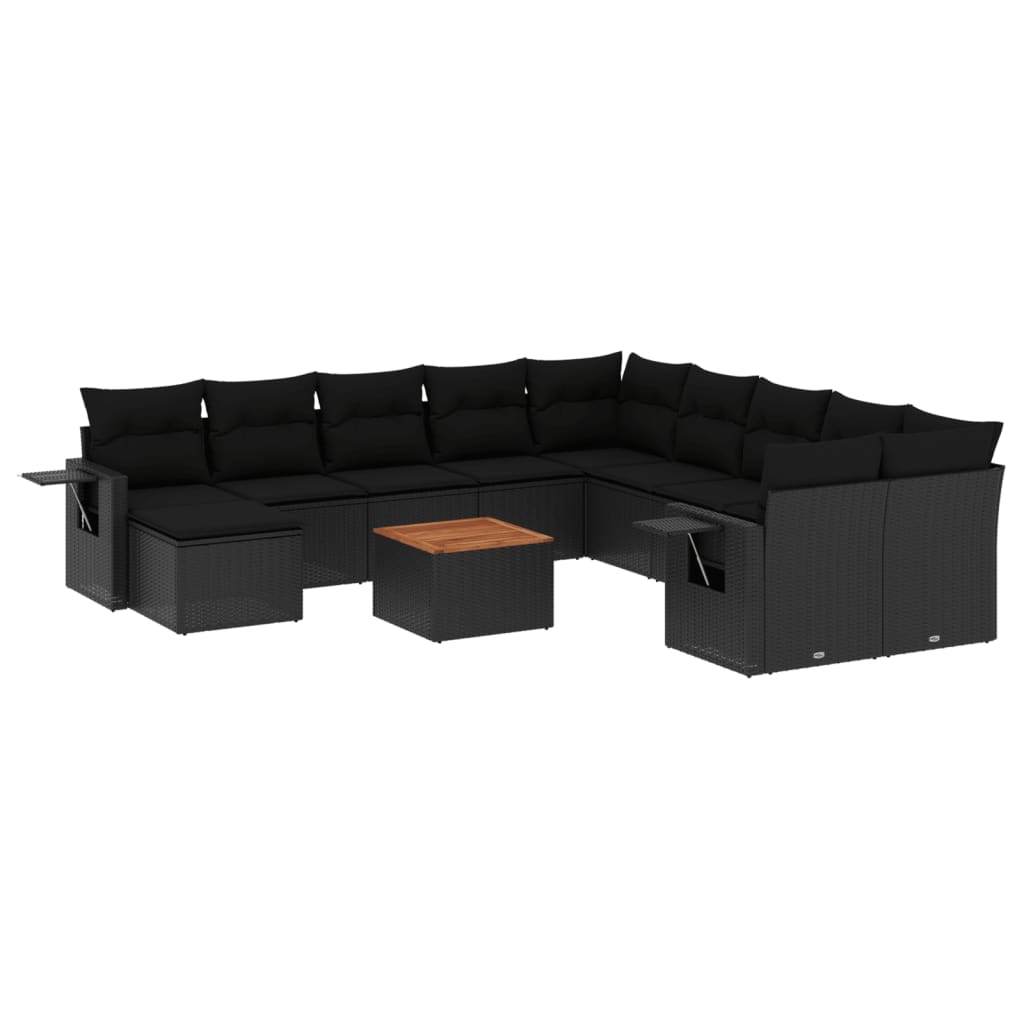 sofasæt til haven 12 dele med hynder polyrattan sort