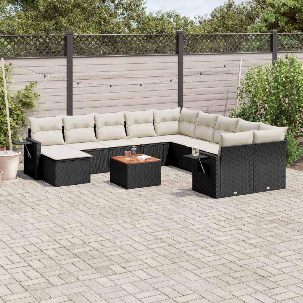 sofasæt til haven 12 dele med hynder polyrattan sort