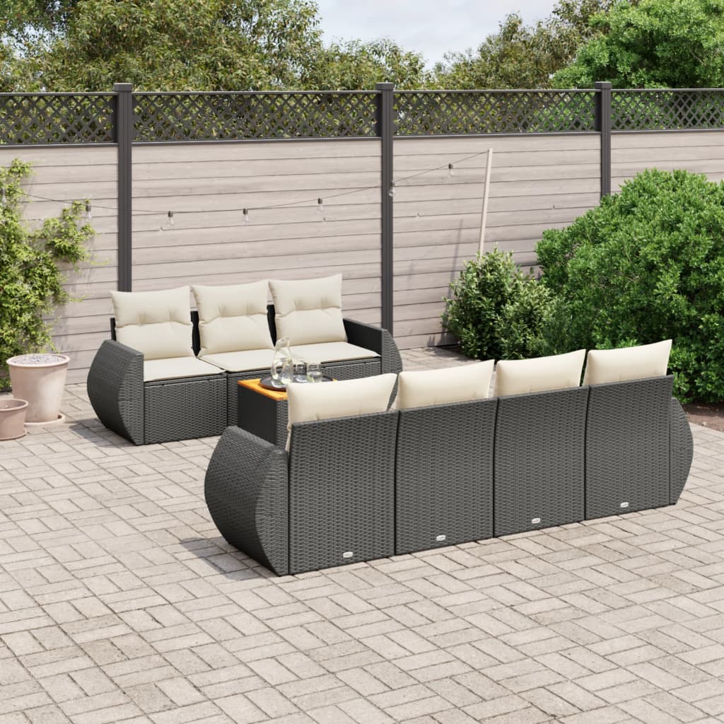 sofasæt til haven 8 dele med hynder polyrattan sort
