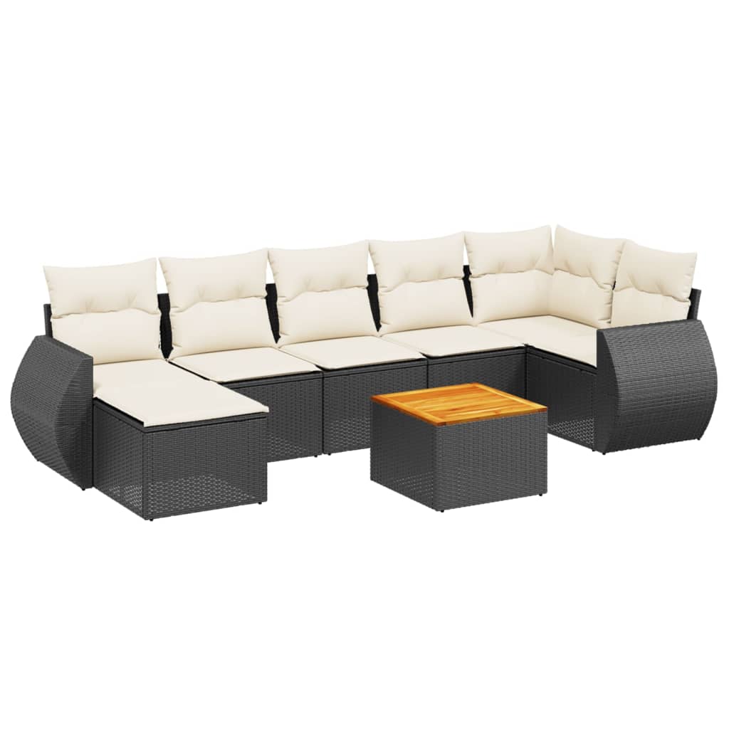 sofasæt til haven 8 dele med hynder polyrattan sort