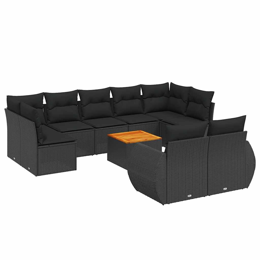 sofasæt til haven 10 dele med hynder polyrattan sort