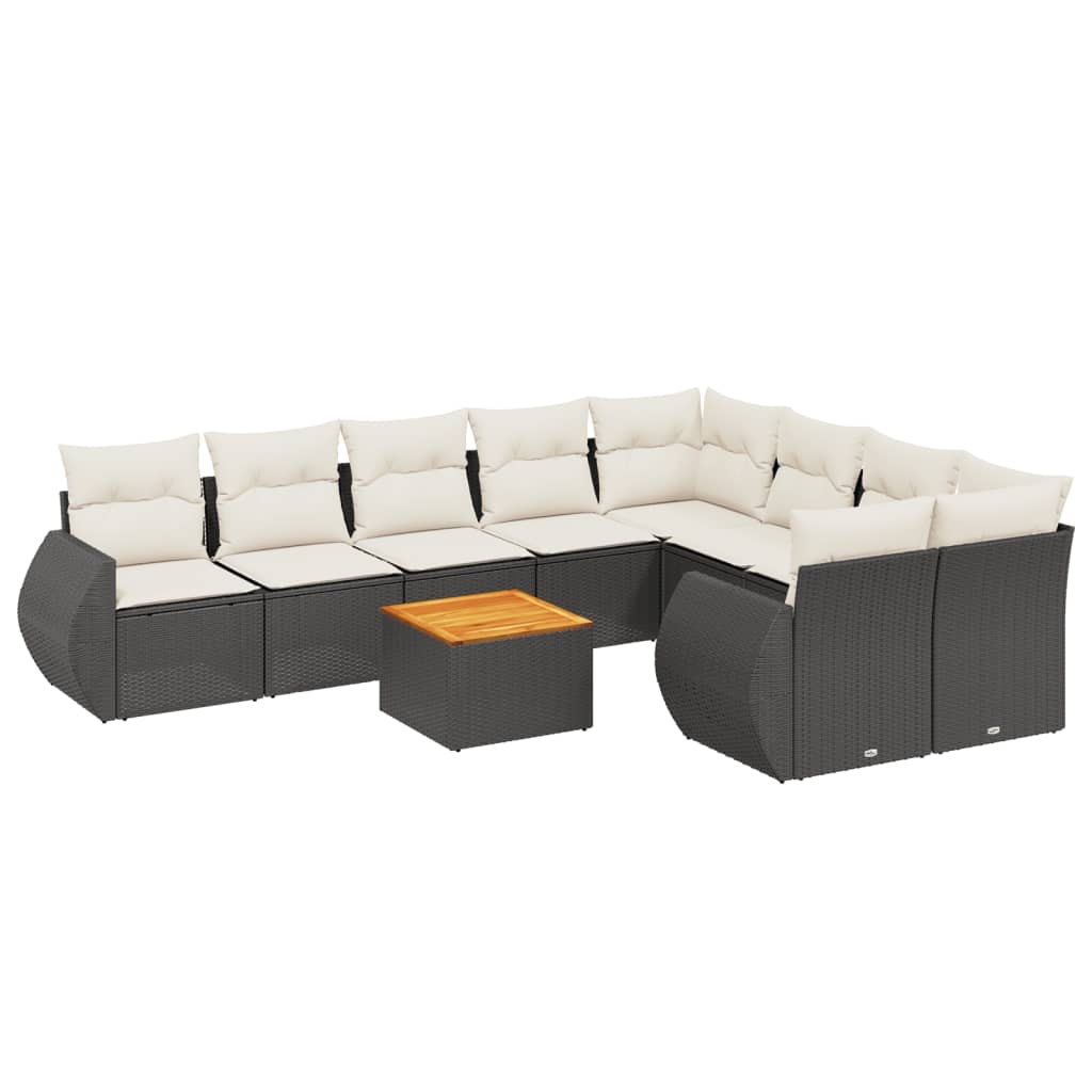 sofasæt til haven 10 dele med hynder polyrattan sort