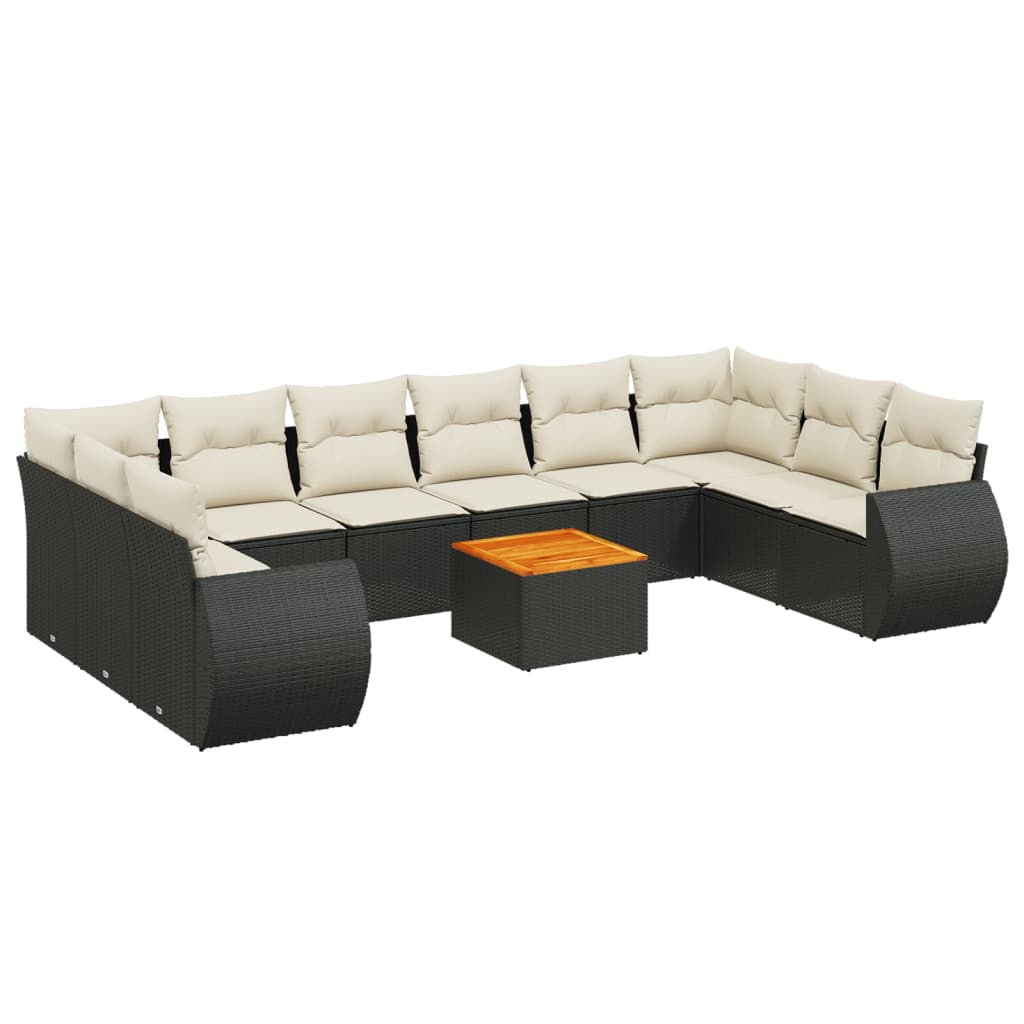 sofasæt til haven 11 dele med hynder polyrattan sort