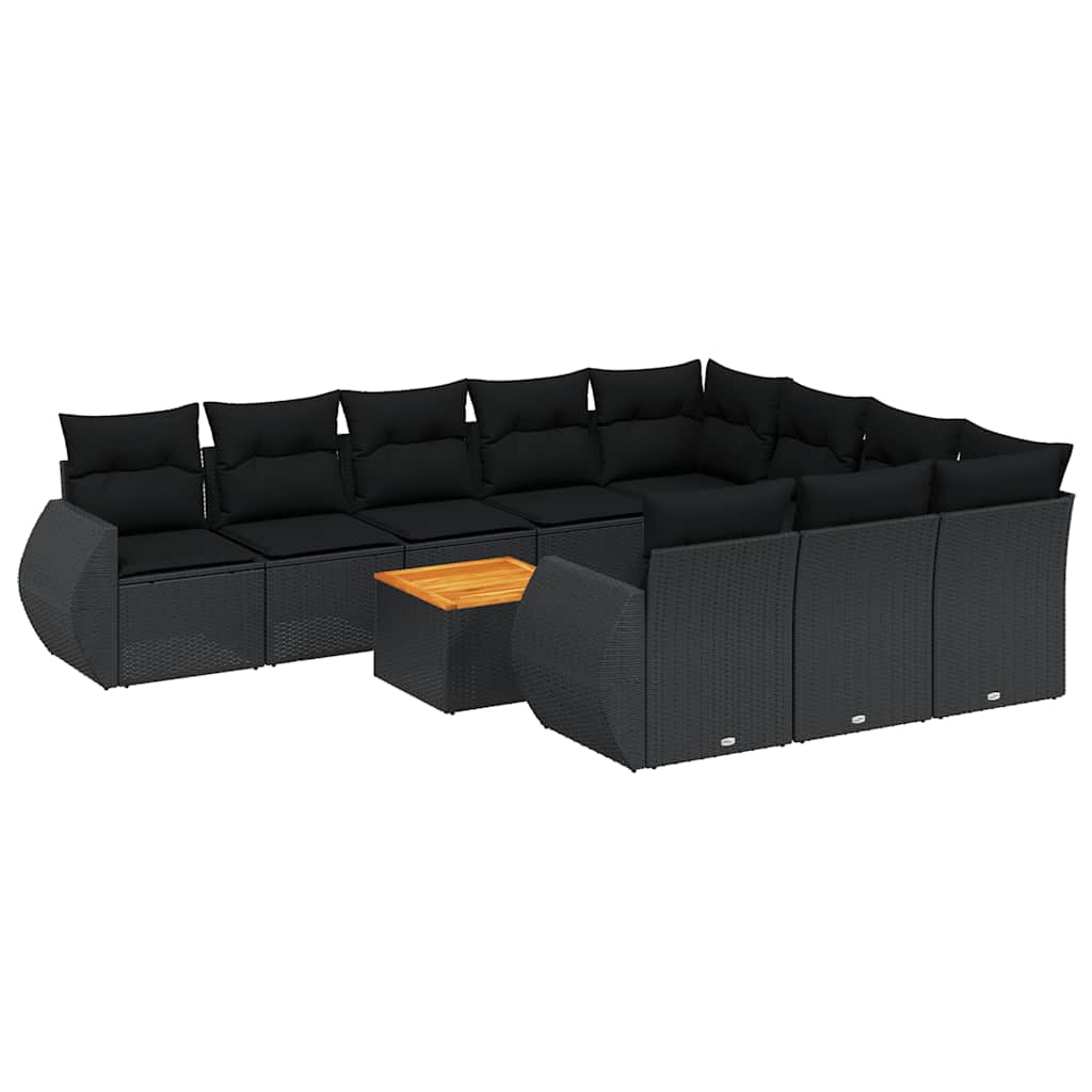 sofasæt til haven 11 dele med hynder polyrattan sort