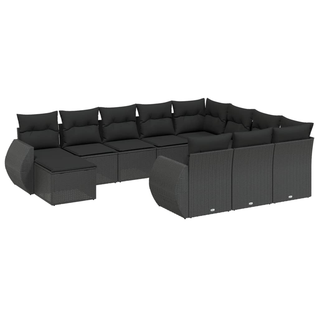 sofasæt til haven 11 dele med hynder polyrattan sort
