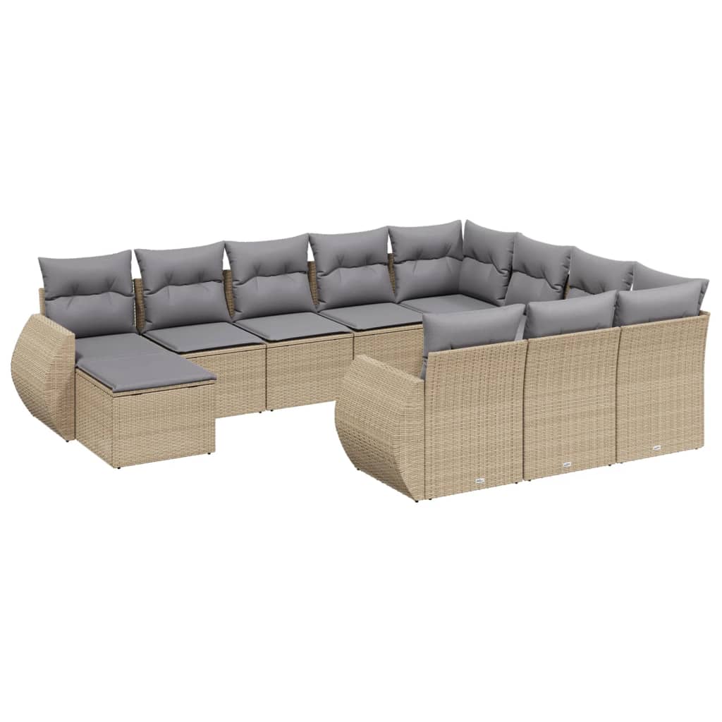 sofasæt til haven 11 dele med hynder polyrattan beige