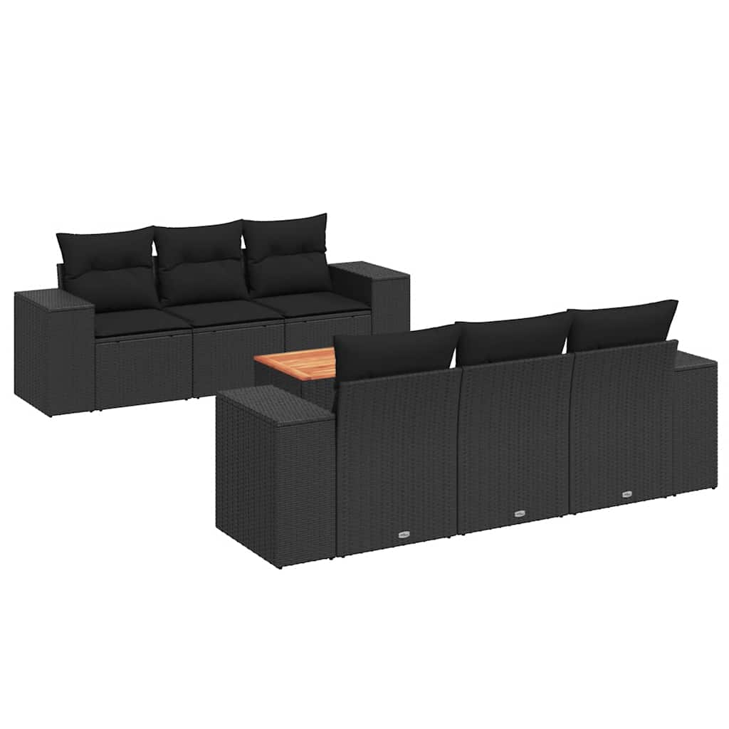 sofasæt til haven 7 dele med hynder polyrattan sort