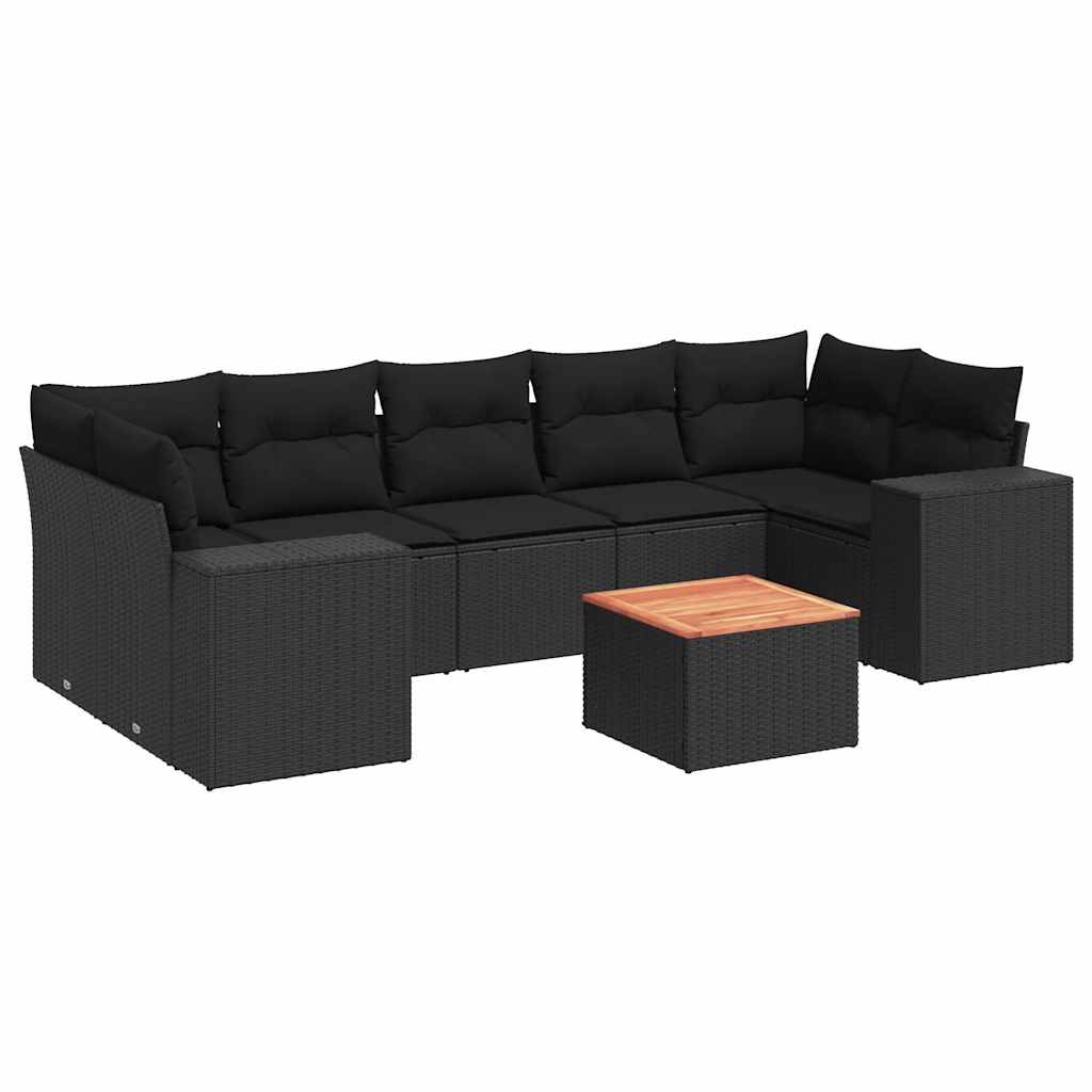 sofasæt til haven 8 dele med hynder polyrattan sort