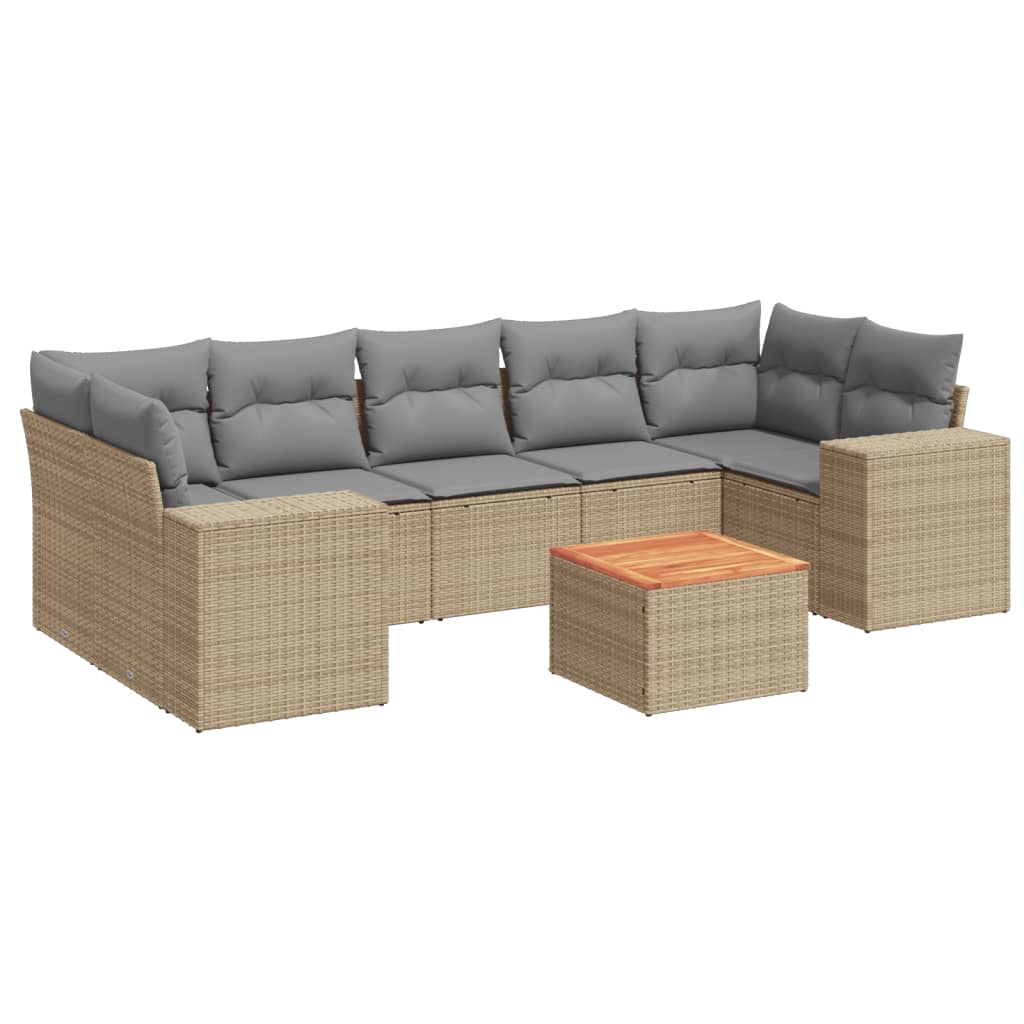 sofasæt til haven 8 dele med hynder polyrattan beige