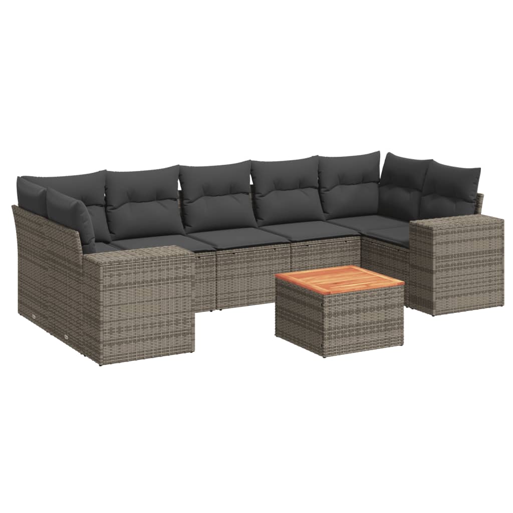 sofasæt til haven 8 dele med hynder polyrattan grå