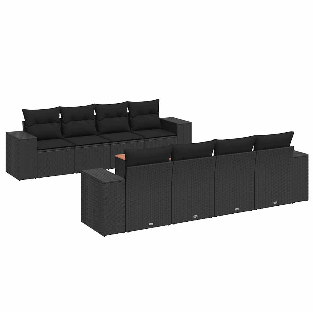 sofasæt til haven 9 dele med hynder polyrattan sort