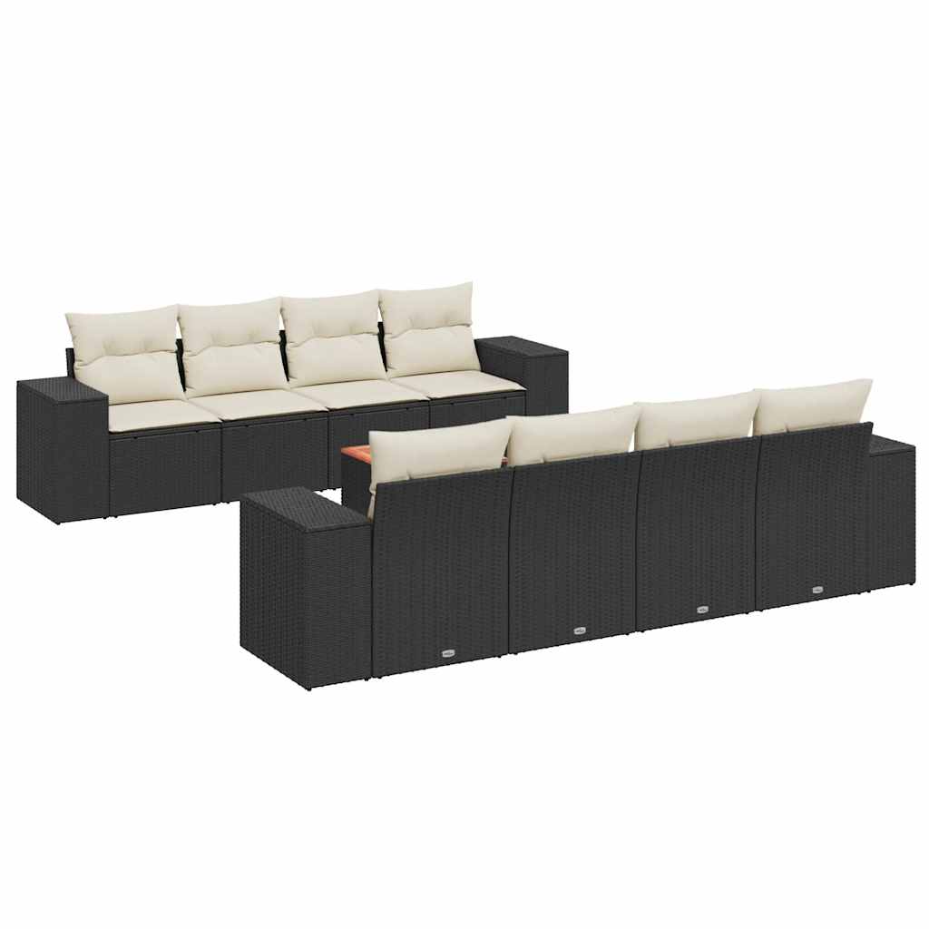 sofasæt til haven 9 dele med hynder polyrattan sort