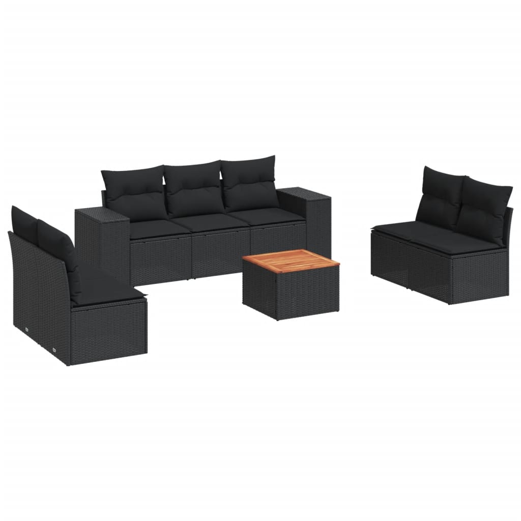 sofasæt til haven 8 dele med hynder polyrattan sort