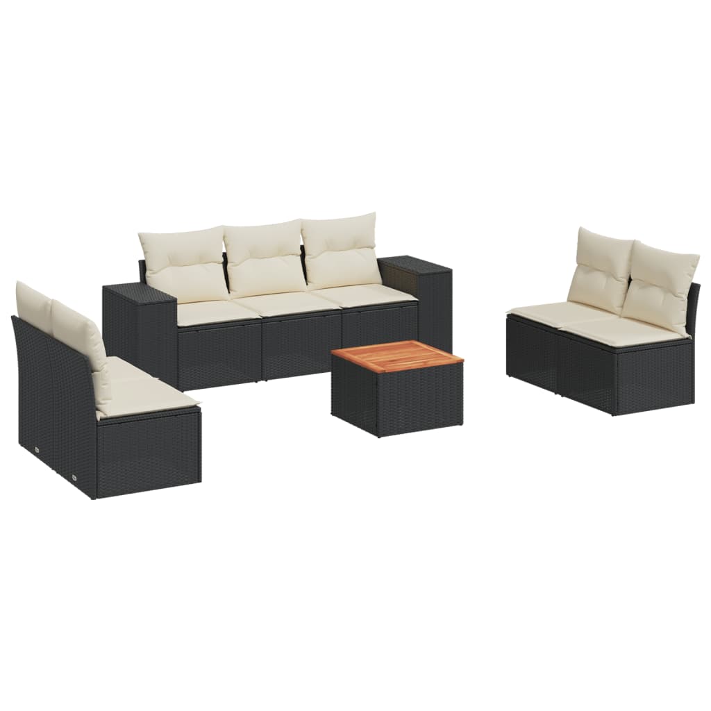 sofasæt til haven 8 dele med hynder polyrattan sort