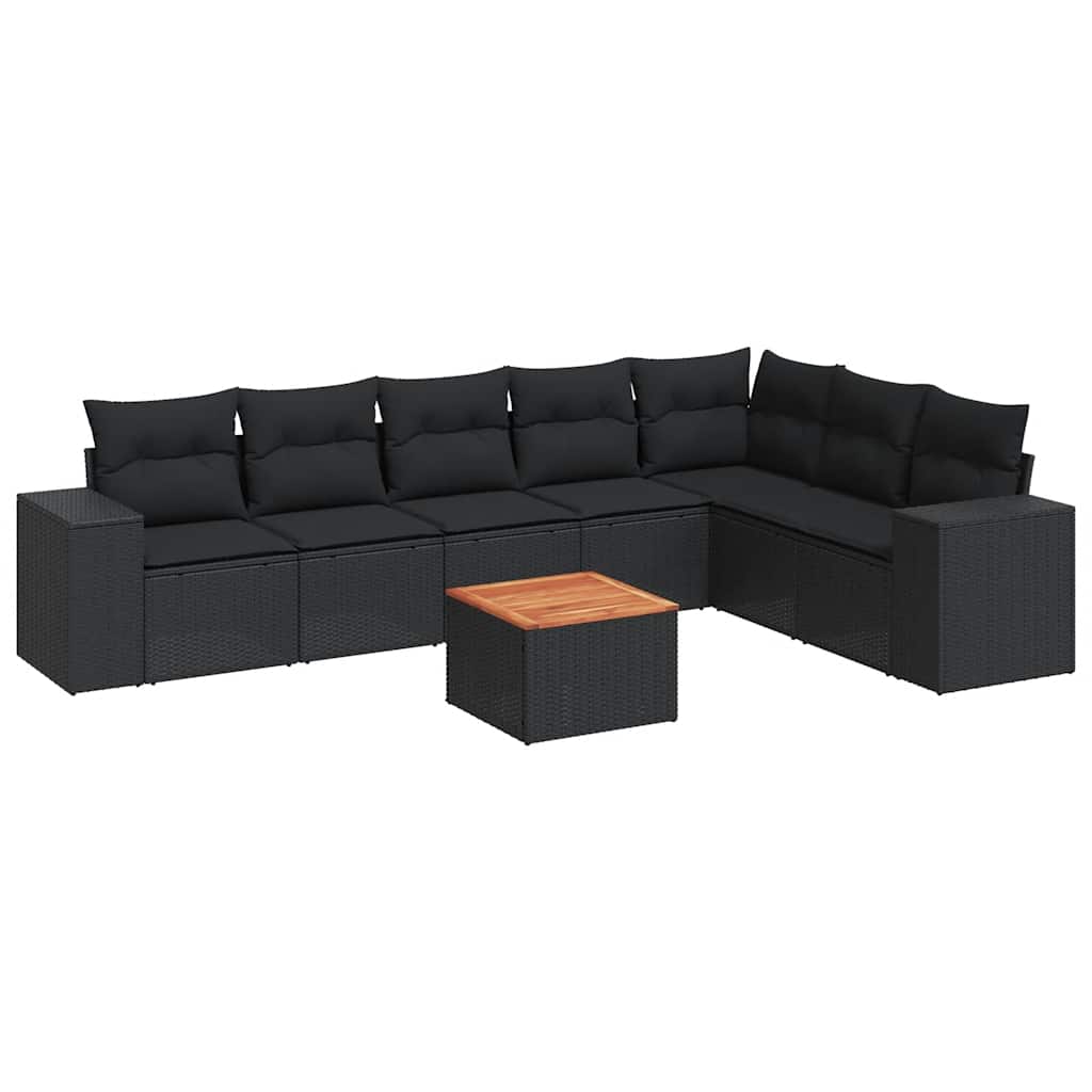 sofasæt til haven 8 dele med hynder polyrattan sort