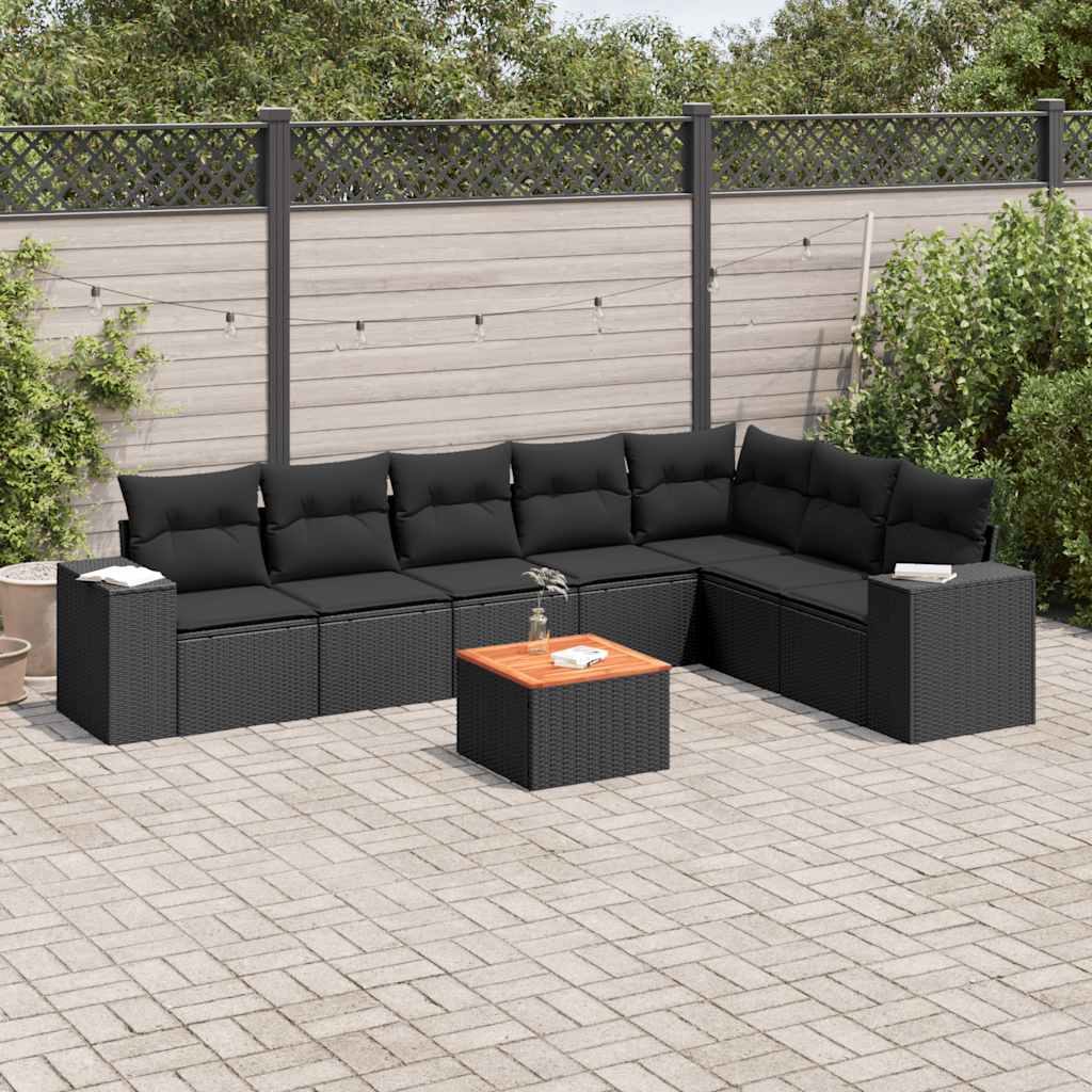 sofasæt til haven 8 dele med hynder polyrattan sort