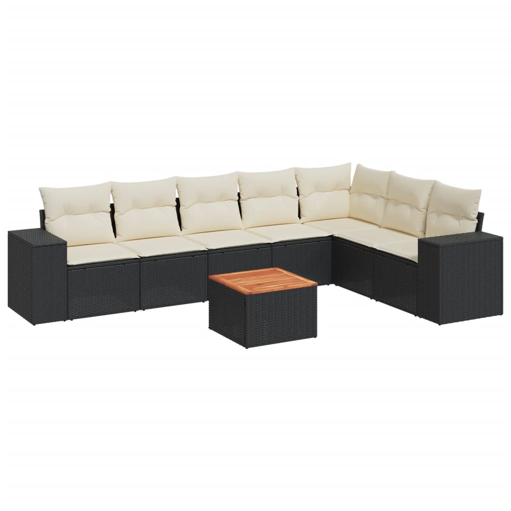 sofasæt til haven 8 dele med hynder polyrattan sort