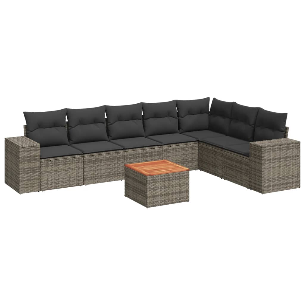 sofasæt til haven 8 dele med hynder polyrattan grå
