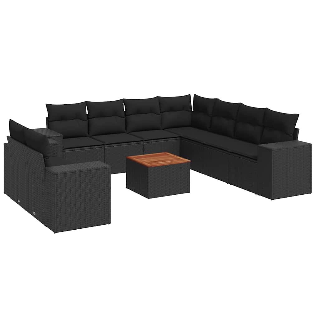 sofasæt til haven 10 dele med hynder polyrattan sort