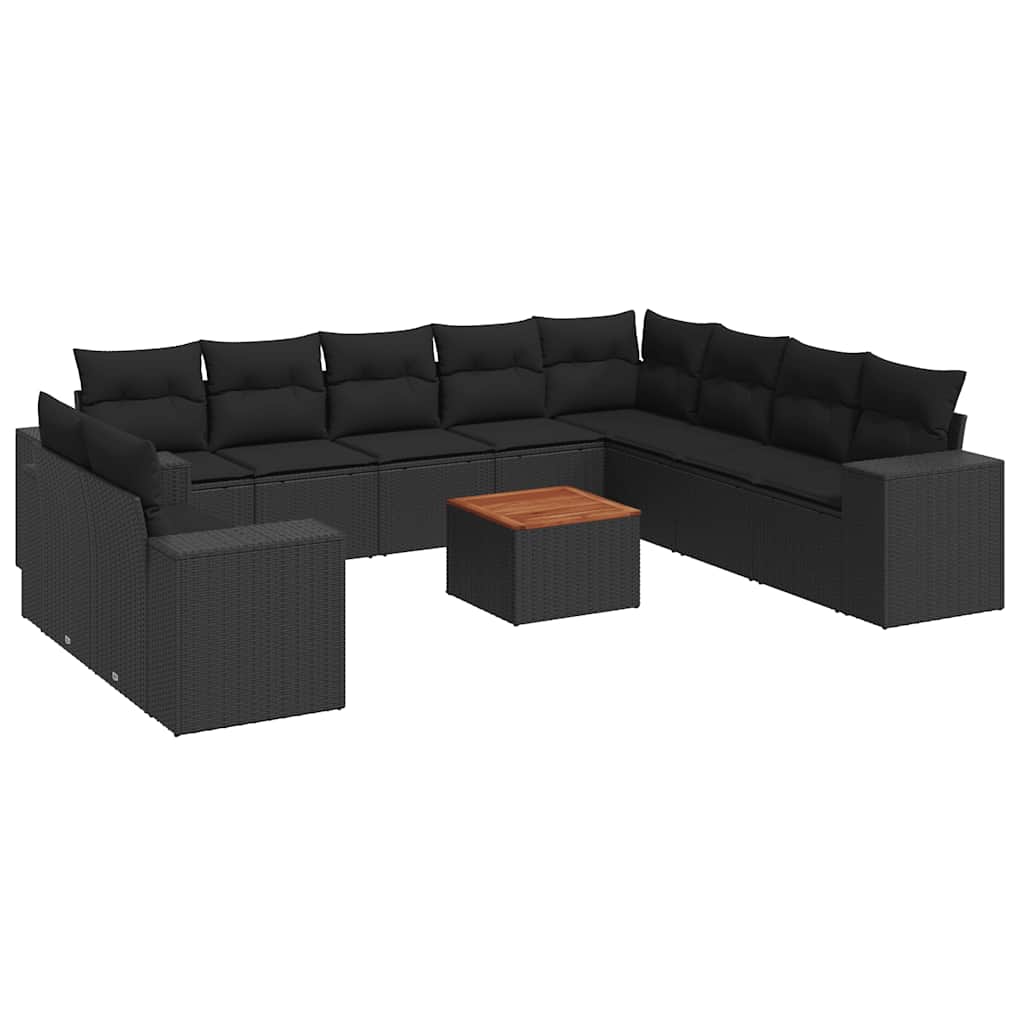 sofasæt til haven 11 dele med hynder polyrattan sort