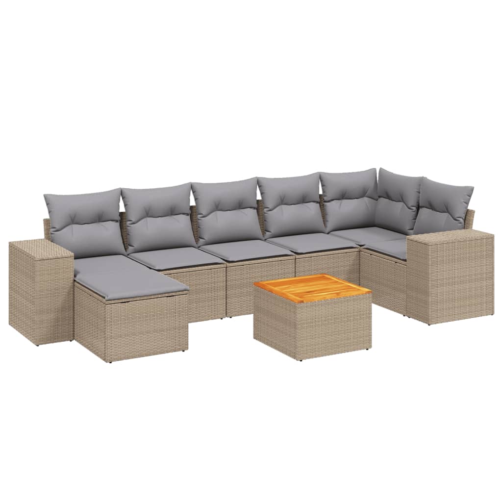 sofasæt til haven 8 dele med hynder polyrattan beige