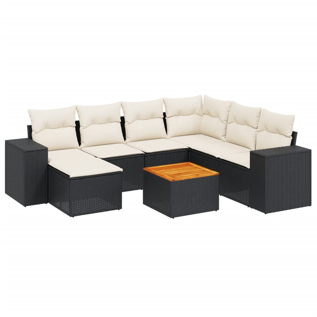 sofasæt til haven 8 dele med hynder polyrattan sort