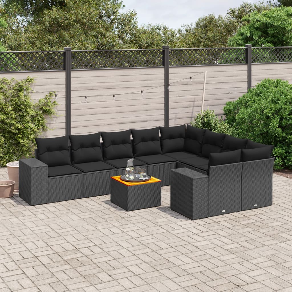 sofasæt til haven 10 dele med hynder polyrattan sort