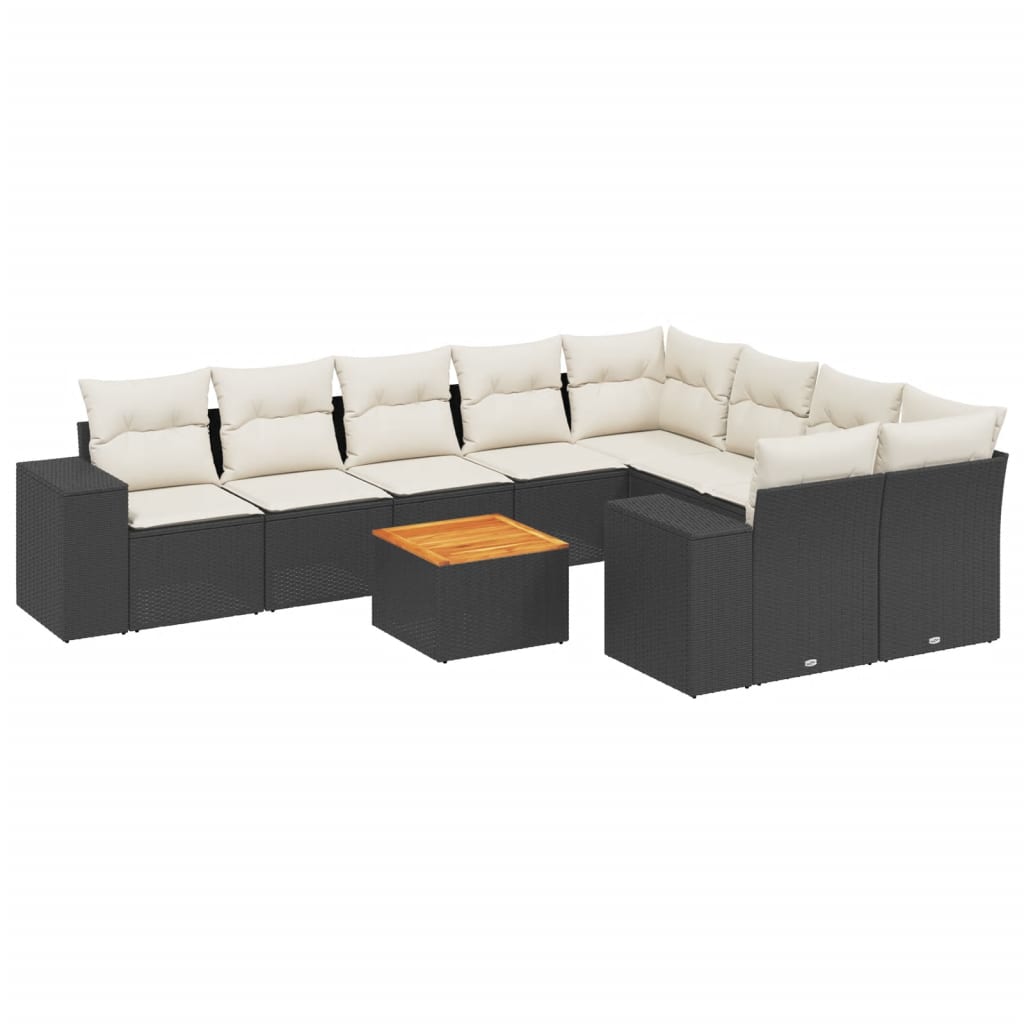 sofasæt til haven 10 dele med hynder polyrattan sort