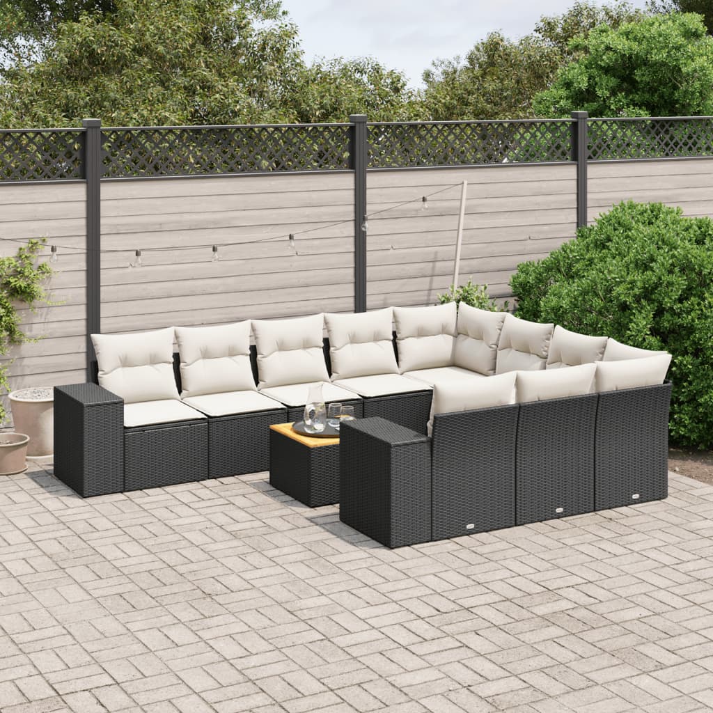 sofasæt til haven 11 dele med hynder polyrattan sort