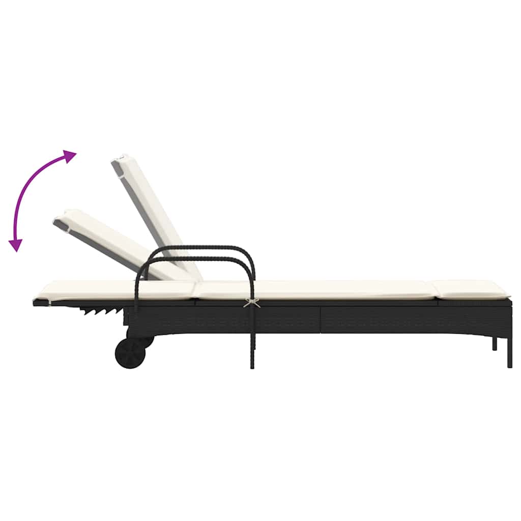 liggestole 2 stk. med hynder polyrattan sort