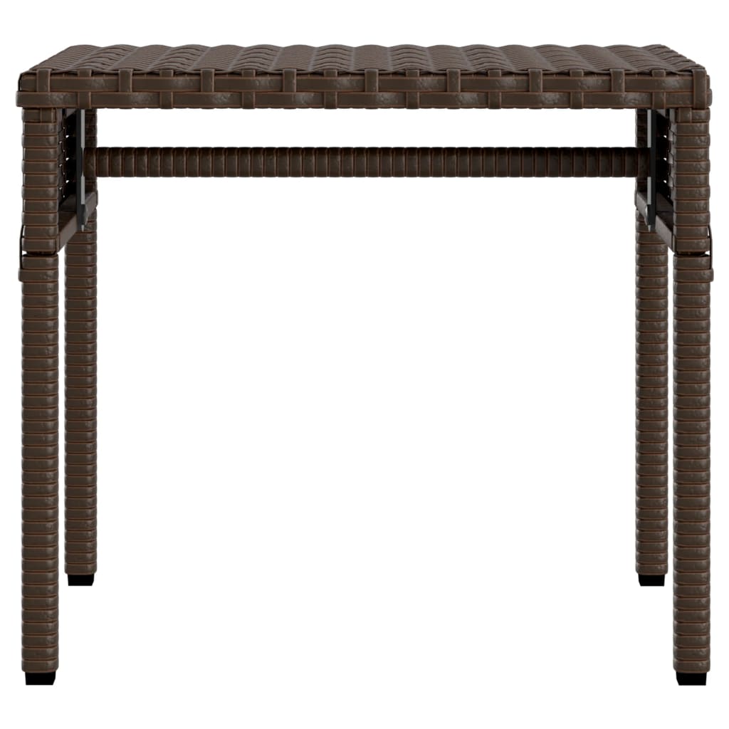 liggestole 2 stk. med baldakiner og bord polyrattan brun