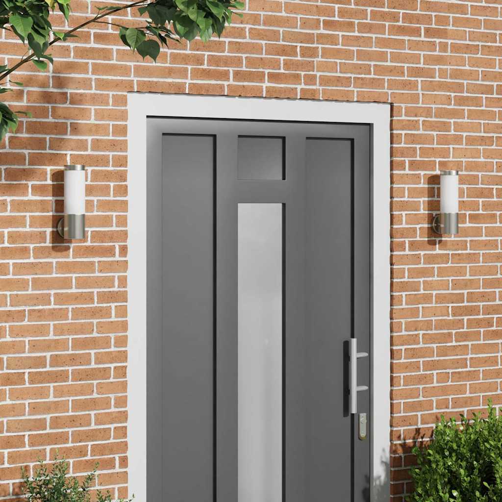 Udendørs væglampe 2 stk. Sølv 12 x 8,5 x 27 cm