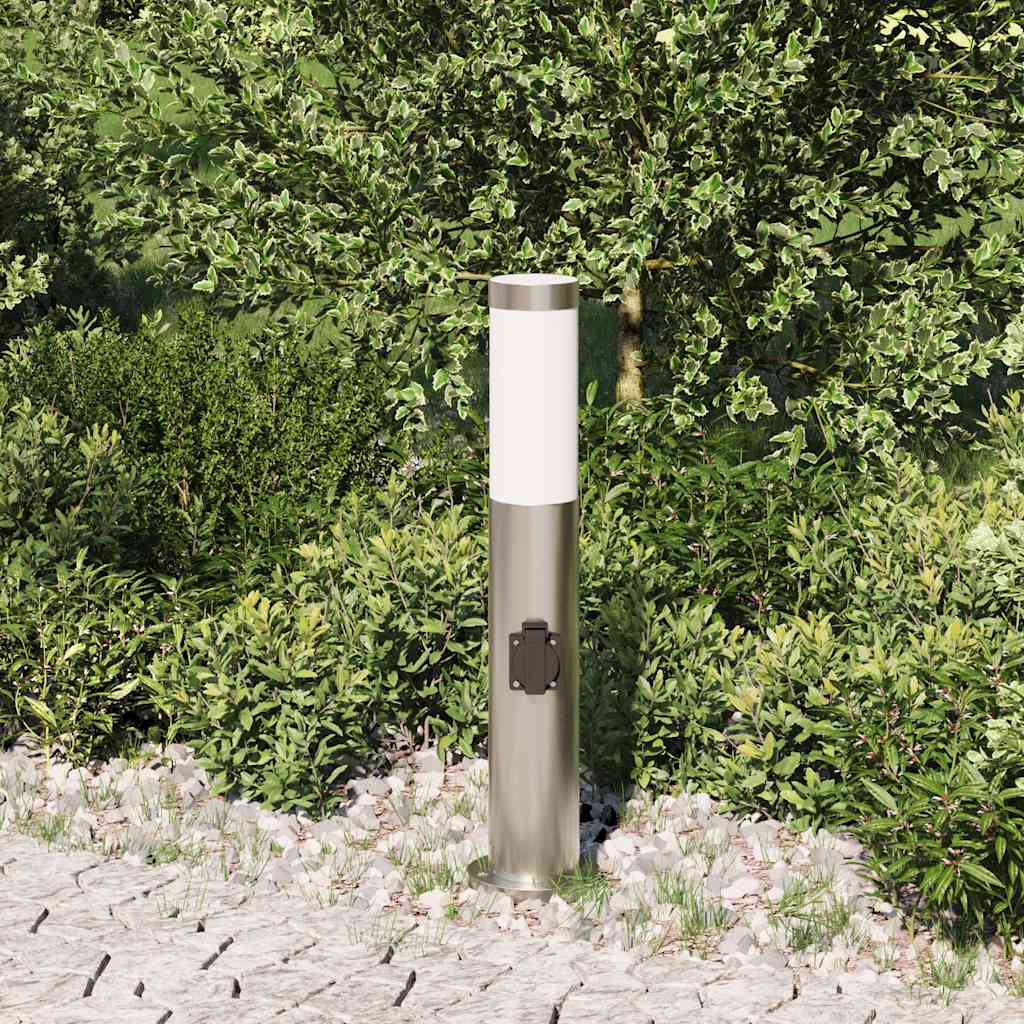 pullertlampe med stikkontakt 50 cm rustfrit stål IP44