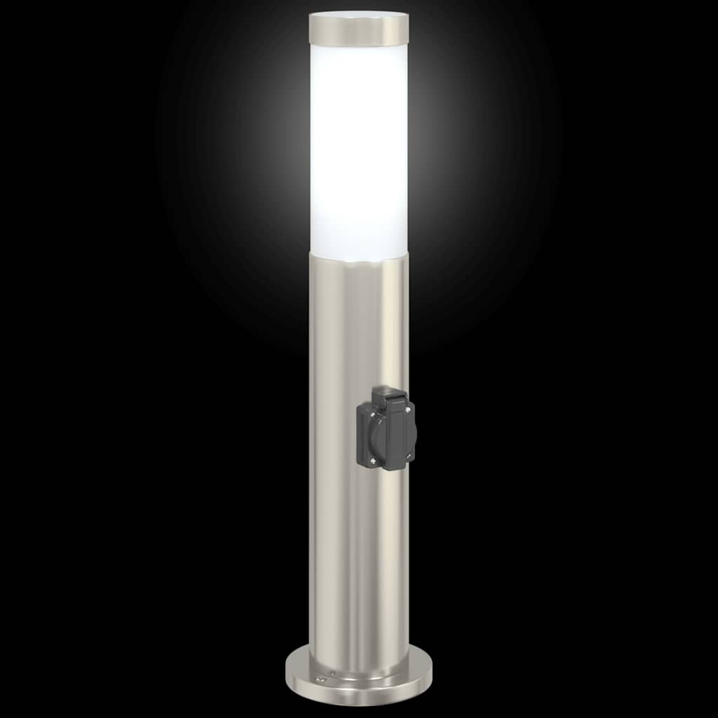 pullertlampe med stikkontakt 50 cm rustfrit stål IP44