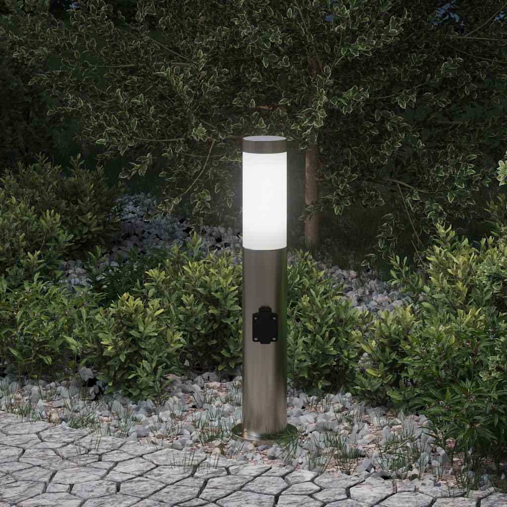 pullertlampe med stikkontakt 50 cm rustfrit stål IP44