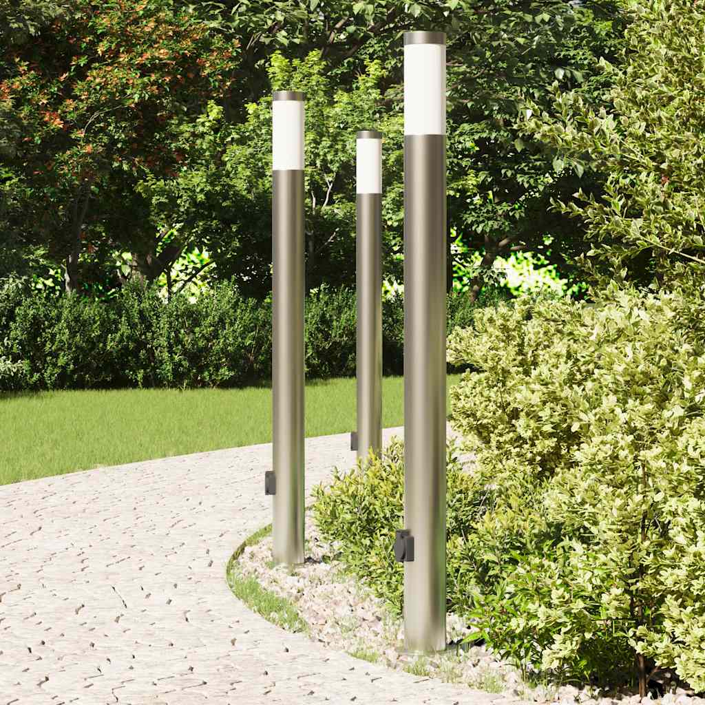 pullertlamper med stikkontakt 3 stk. 110 cm rustfrit stål IP44