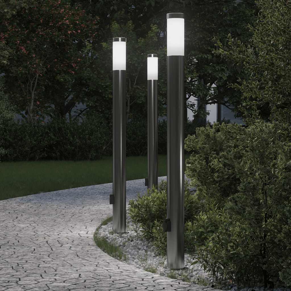 pullertlamper med stikkontakt 3 stk. 110 cm rustfrit stål IP44