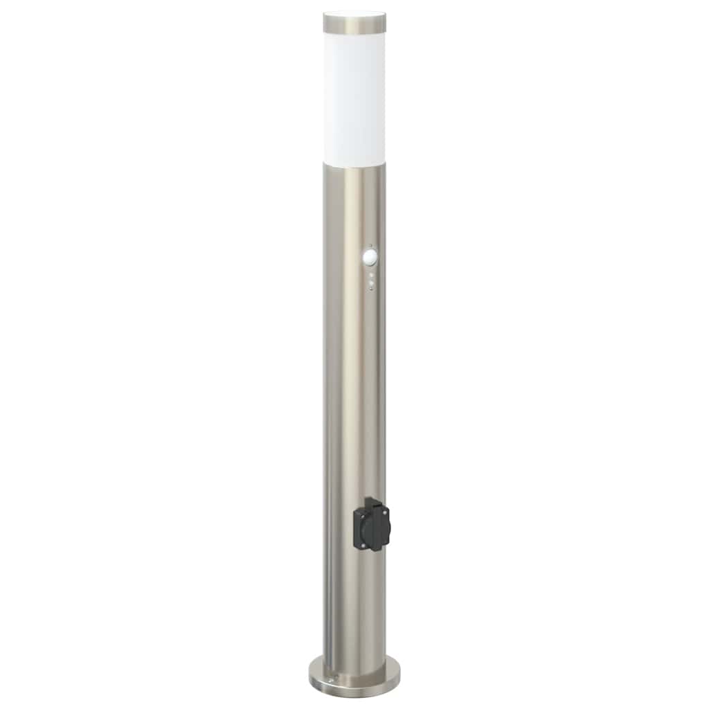 pullertlamper med sensor og stikkontakt 3 stk. 80 cm rustfrit stål IP44