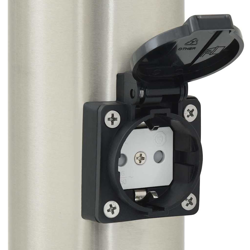 pullertlamper med sensor og stikkontakt 3 stk. 80 cm rustfrit stål IP44
