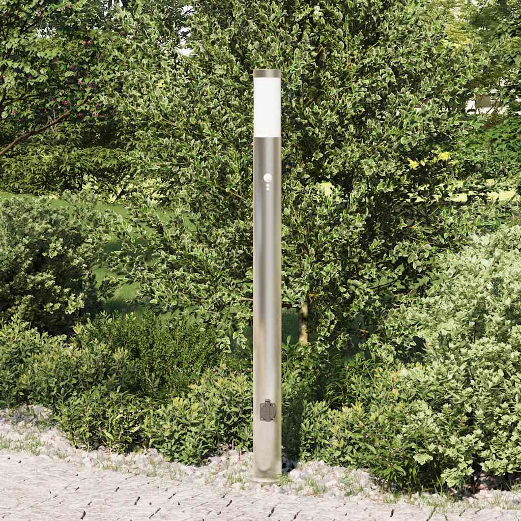 pullertlampe med sensor og stikkontakt 110 cm rustfrit stål IP44