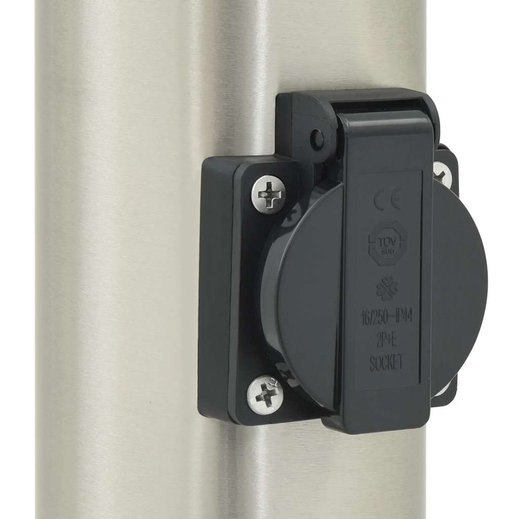 pullertlampe med sensor og stikkontakt 110 cm rustfrit stål IP44
