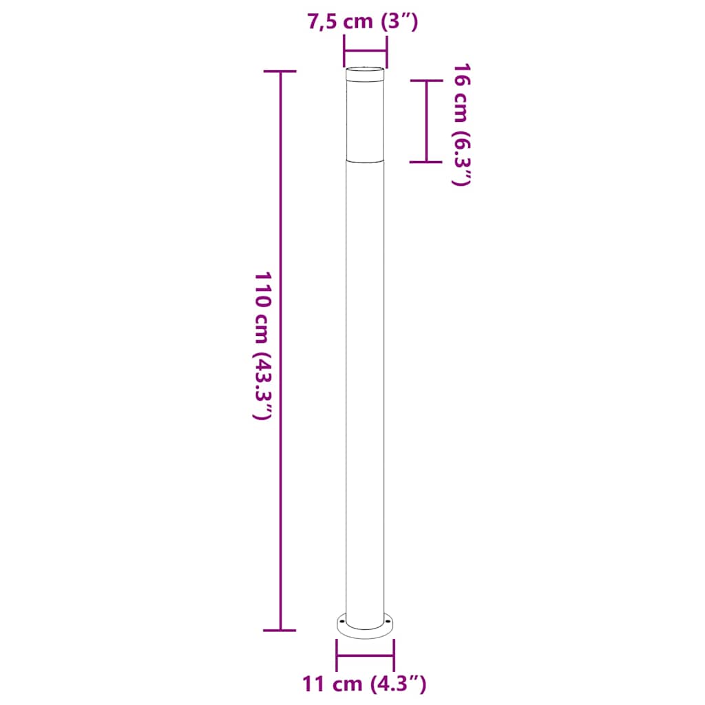 pullertlamper 3 stk. 110 cm rustfrit stål IP44