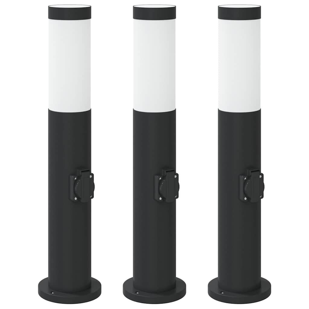 pullertlamper med stikkontakt 3 stk. 50 cm rustfrit stål IP44