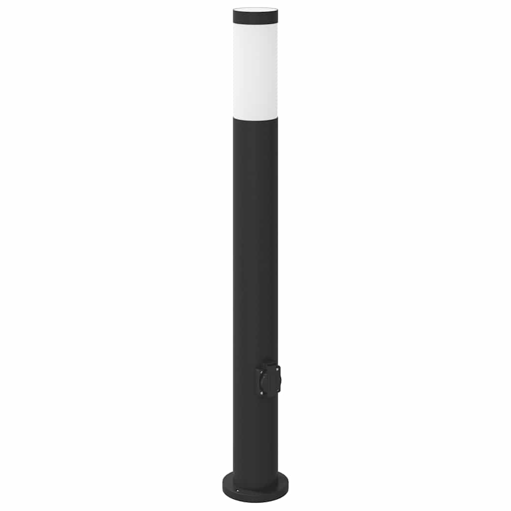 pullertlampe med stikkontakt 80 cm rustfrit stål IP44