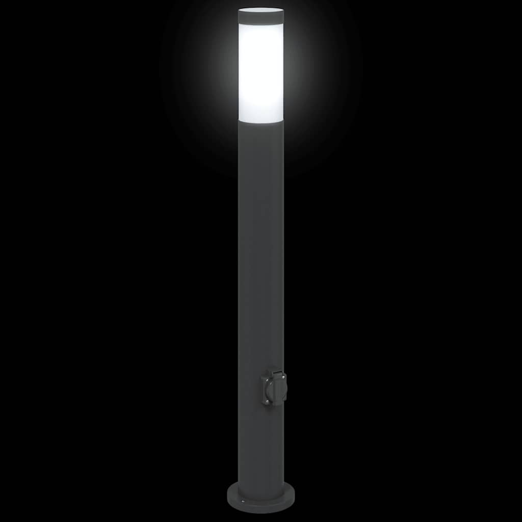 pullertlampe med stikkontakt 80 cm rustfrit stål IP44