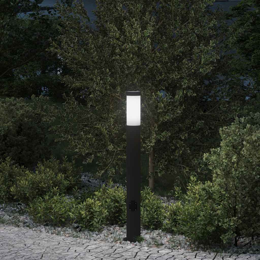 pullertlampe med stikkontakt 80 cm rustfrit stål IP44