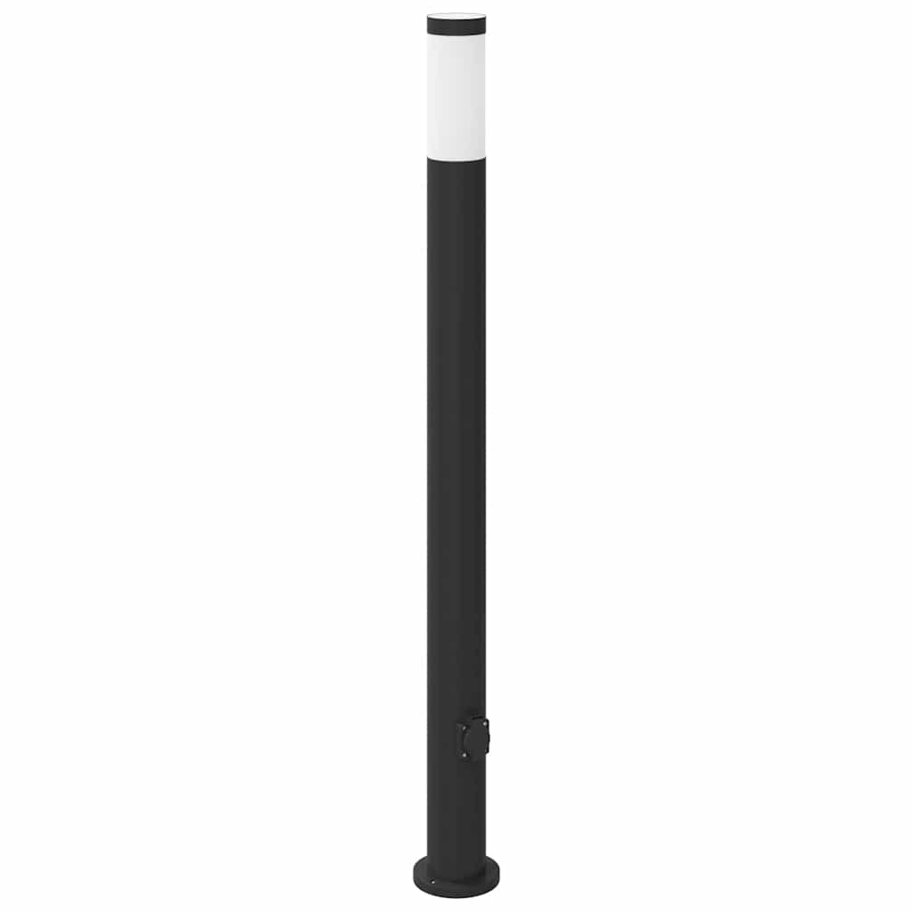 pullertlampe med stikkontakt 110 cm rustfrit stål IP44