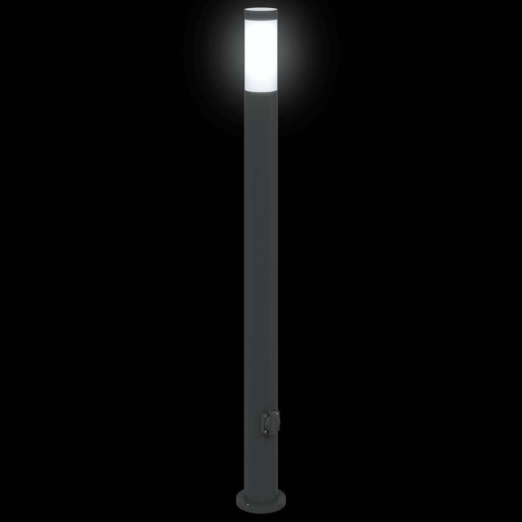 pullertlampe med stikkontakt 110 cm rustfrit stål IP44