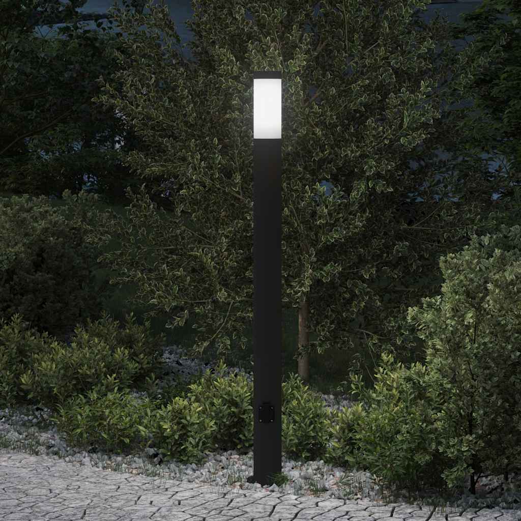 pullertlampe med stikkontakt 110 cm rustfrit stål IP44