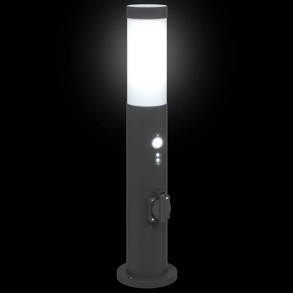 pullertlamper med sensor og stikkontakt 3 stk. 50 cm rustfrit stål IP44